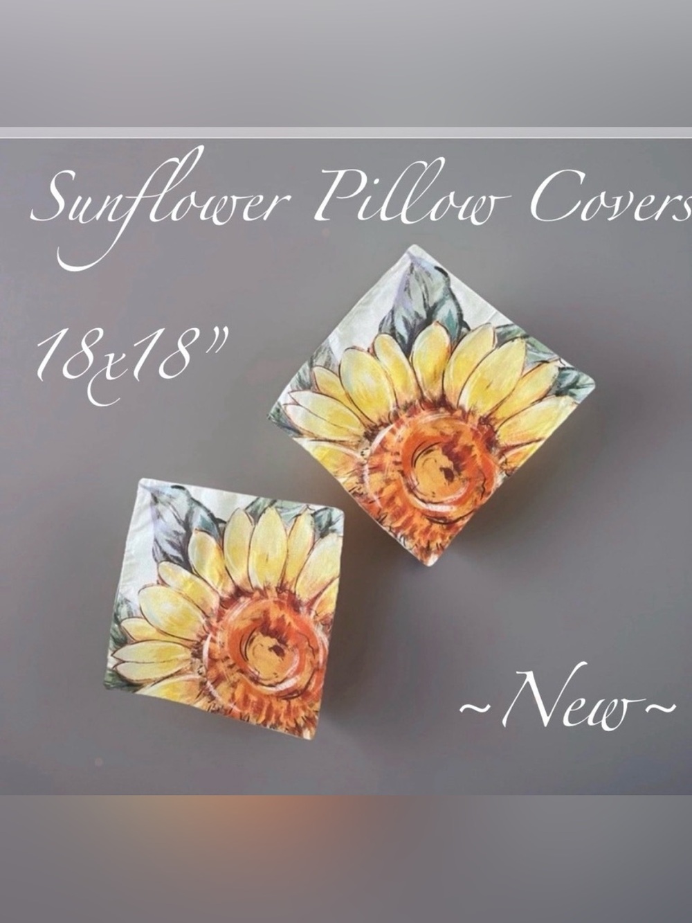 Sunflower Print Set of 2 18x18” Pillow Covers 🌻🆕🌻